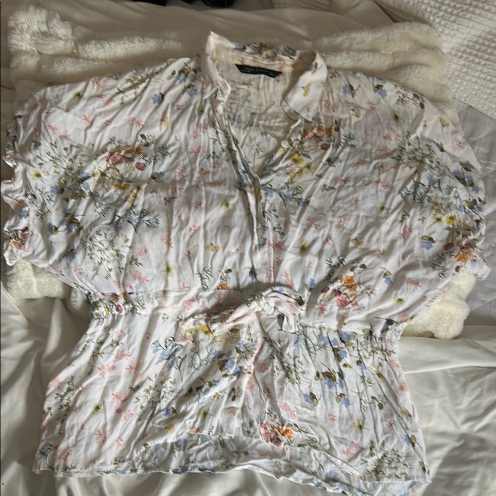 Zara Floral White Blouse